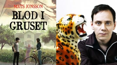 Mats Johansson bredvid boken Blod i Gruset