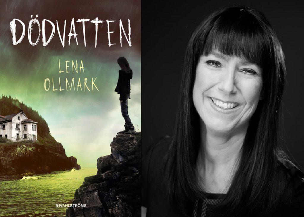 Lena Ollmark bredvid sin bok dödsvatten