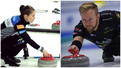 Anna Hasselborg och Niklas Edin spelar curling.