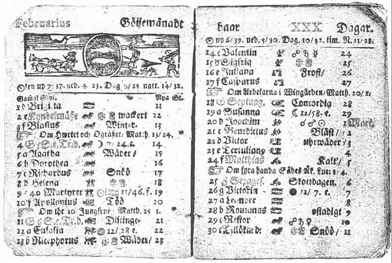 En kalender från 1712